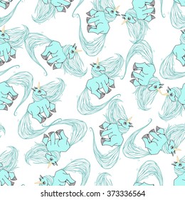 Seamless ornament with unicorns.