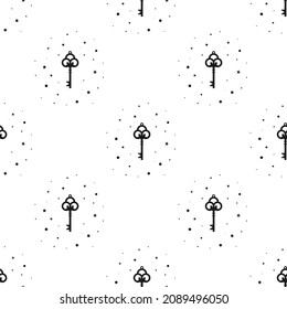 Seamless ornament with vintage  keys and stars. Vector retro pattern on white. Mystery, clue and magic wallpaper. Fairytale, fantasy wonderland background