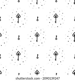 Seamless ornament with vintage  keys and stars. Vector retro pattern on white. Mystery, clue and magic wallpaper. Fairytale, fantasy wonderland background