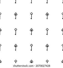 Seamless ornament with vintage  keys. Vector retro pattern on white. Catch luck, tint, hint concept. Mystery, clue and magic wallpaper. Fairytale, fantasy wonderland background