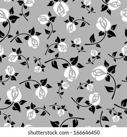 Seamless ornament with a white roses