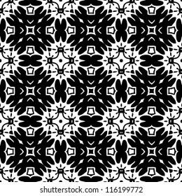 Seamless ornamental abstract retro pattern background black and white vector illustration
