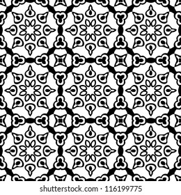 Seamless ornamental abstract retro pattern background black and white vector illustration