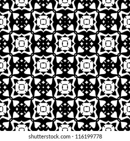 Seamless ornamental abstract retro pattern background black and white vector illustration