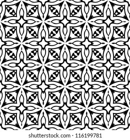 Seamless ornamental abstract retro pattern background black and white vector illustration