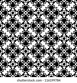 Seamless ornamental abstract retro pattern background black and white vector illustration