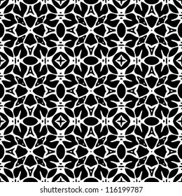 Seamless ornamental abstract retro pattern background black and white vector illustration