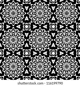 Seamless ornamental abstract retro pattern background black and white vector illustration