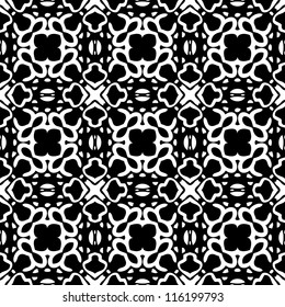Seamless ornamental abstract retro pattern background black and white vector illustration