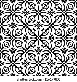 Seamless ornamental abstract retro pattern background black and white vector illustration