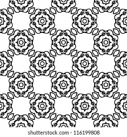Seamless ornamental abstract retro pattern background black and white vector illustration