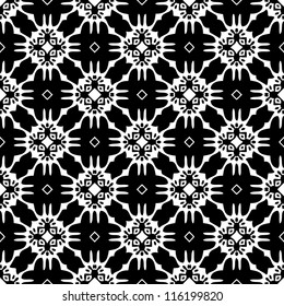 Seamless ornamental abstract retro pattern background black and white vector illustration