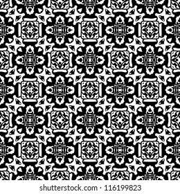 Seamless ornamental abstract retro pattern background black and white vector illustration