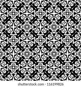 Seamless ornamental abstract retro pattern background black and white vector illustration