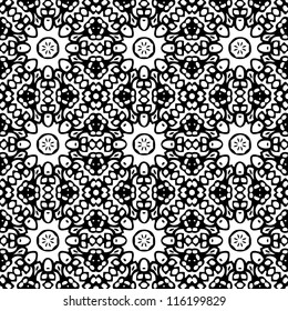Seamless ornamental abstract retro pattern background black and white vector illustration