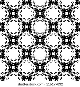 Seamless ornamental abstract retro pattern background black and white vector illustration