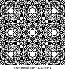 Seamless ornamental abstract retro pattern background black and white vector illustration