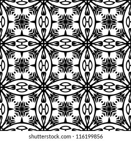 Seamless ornamental abstract retro pattern background black and white vector illustration