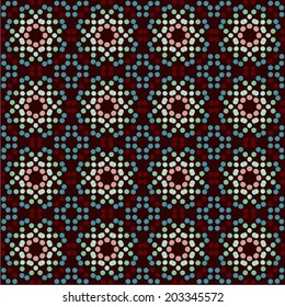 Seamless ornamental arabesque pattern (pixel art). 