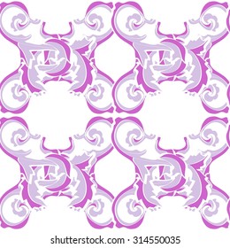 Seamless ornamental background with abstract purple motifs. Vector illustration. 