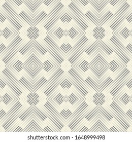 Seamless Ornamental Background. Monochrome Geometric Pattern