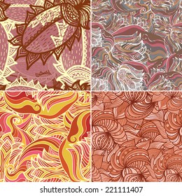 Seamless ornamental backgrounds, vector set