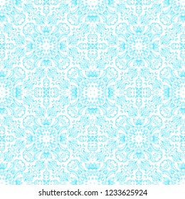 Seamless ornamental blue - white winter background