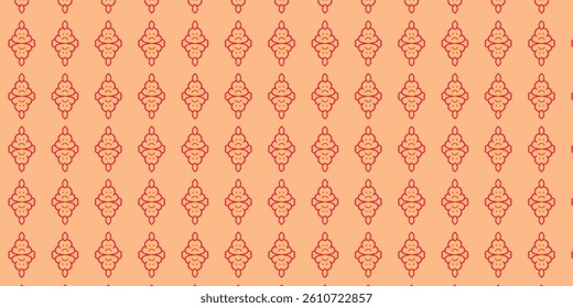 Seamless Ornamental Damask Pattern on Soft Peach Background