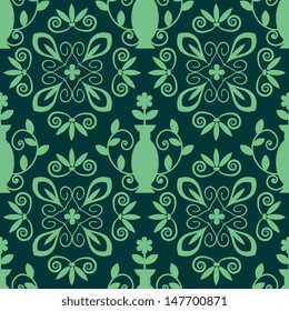 Seamless ornamental decorative damask pattern