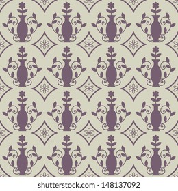 Seamless ornamental decorative damask pattern