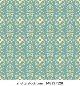 Seamless ornamental decorative damask pattern