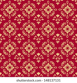 Seamless ornamental decorative damask pattern