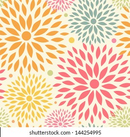 Seamless ornamental floral pattern. Decorative cute background with round flowers