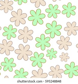Seamless ornamental floral pattern. Decorative cute background with color flowers. Vector illustration