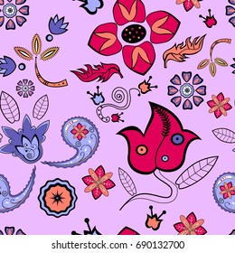 Seamless ornamental floral pattern. Vector picture. Design print for fabric or wallpaper.