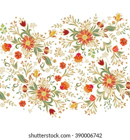 Seamless ornamental floral ribbon