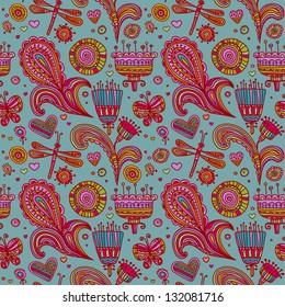 Seamless ornamental floral texture. Template for design and decoration textile, backgrounds, wrappers, covers, package