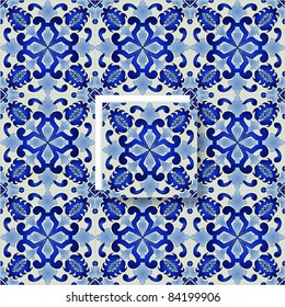 Seamless ornamental floral tile pattern vector background (individual tile design)