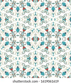 Seamless  ornamental floral vector  texture on white background