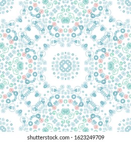 Seamless  ornamental floral  vector  texture on white background