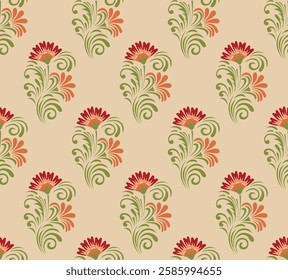 Seamless ornamental flower pattern. Ethnic motif pattern for  seamless pattern, fabric, textile, wallpaper, packaging.