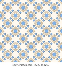 Padrão geométrico ornamental sem costura em tons bege e azul. Design elegante suave perfeito para têxteis de moda, design de interiores, estofamento, papéis de parede,