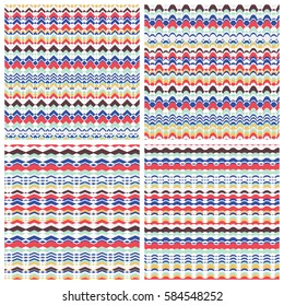 Seamless ornamental geometric pattern set