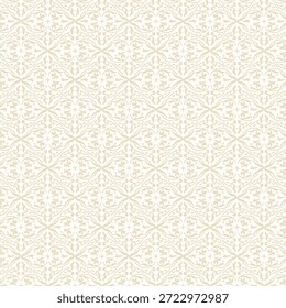 Seamless ornamental geometric pattern in soft beige tones, ideal for wallpapers, textiles, packaging, stationery, and elegant decorative backgrounds.