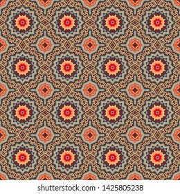 Seamless ornamental geometric vector texture,  oriental style, mosaic pattern