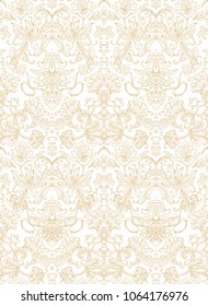 Seamless ornamental golden exotic vector texture on white background