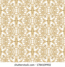 Nahtlose, goldene Muster auf weißem Hintergrund, orientalischer Stil