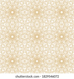 Nahtlose, goldene Muster auf weißem Hintergrund, orientalischer Stil