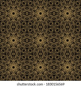 Seamless ornamental golden  pattern, on dark background, oriental style