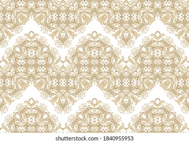 Seamless ornamental golden  pattern, on white background, oriental style